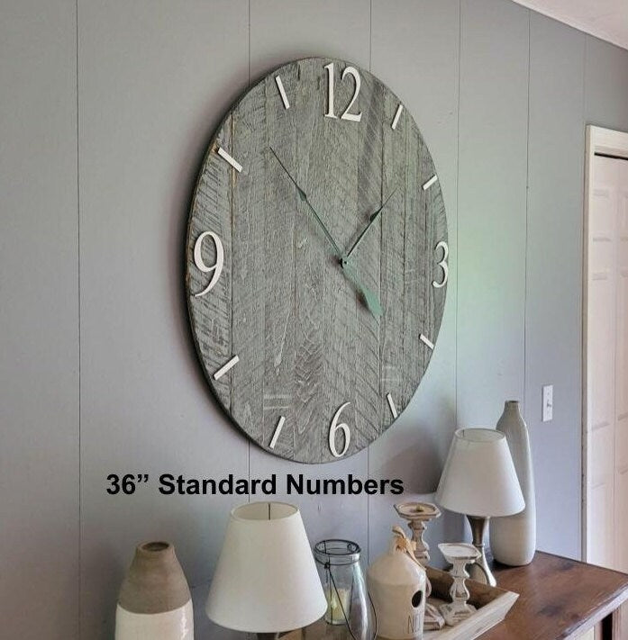 Large Wall Clock / 18" - 42" / Farmhouse Clock / Oversized wall clock grey