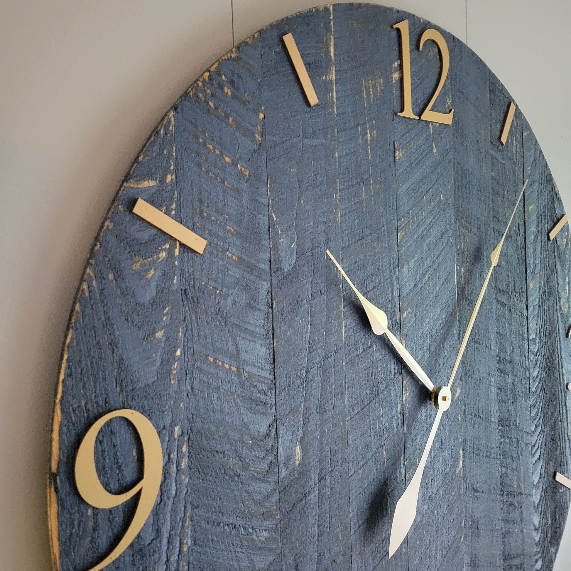 Large Wall Clock / 18" - 42" / Farmhouse Clock / Oversized wall clock/ Blue and Gold