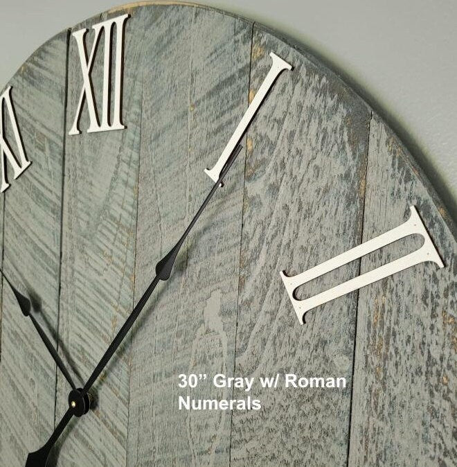 Large Wall Clock / 18" - 42" / Farmhouse Clock / Oversized wall clock grey