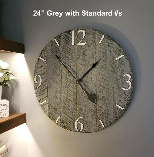 Large Wall Clock / 18" - 42" / Farmhouse Clock / Oversized wall clock grey